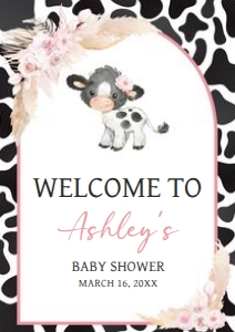 662 Girl Holy Cow Baby Shower Welcome Sign A2: 662 Girl Holy Cow Baby Shower Mega Bundle