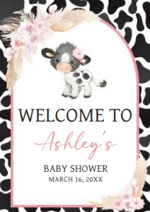 662 Girl Holy Cow Baby Shower Welcome Sign A3: 662 Girl Holy Cow Baby Shower Mega Bundle