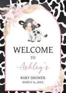 662 Girl Holy Cow Baby Shower Welcome Sign A1: 662 Girl Holy Cow Baby Shower Mega Bundle