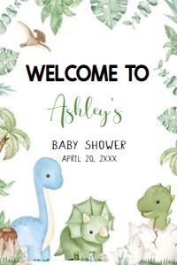 661 Dinosaur Baby Shower Welcome Sign 24X36: 661 Dinosaur Baby Shower Mega Bundle