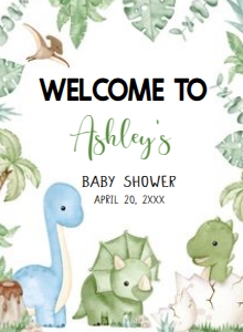 661 Dinosaur Baby Shower Welcome Sign 11X15: 661 Dinosaur Baby Shower Mega Bundle