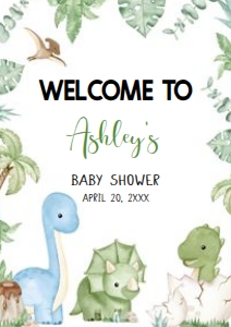 661 Dinosaur Baby Shower Welcome Sign A4: 661 Dinosaur Baby Shower Mega Bundle