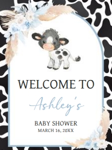 663 Boy Holy Cow Baby Shower Welcome Sign 18x24: 663 Boy Holy Cow Baby Shower Mega Bundle