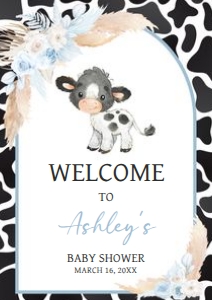 663 Boy Holy Cow Baby Shower Welcome Sign A1: 663 Boy Holy Cow Baby Shower Mega Bundle