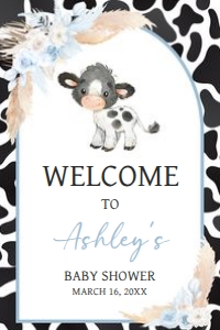 663 Boy Holy Cow Baby Shower Welcome Sign 24x36: 663 Boy Holy Cow Baby Shower Mega Bundle