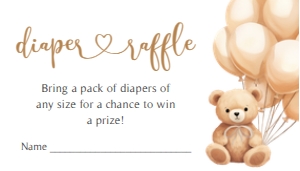 665 Brown Balloons Bear Baby Shower Diaper Raffle: 665 Brown Balloons Bear Baby Shower Invitation Set