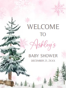 544 Pink Baby its Cold Outside Baby Shower Welcome Sign 18x24: 544 Pink Baby its Cold Outside Baby Shower Welcome Sign