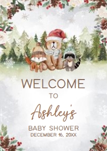528 Winter Woodland Baby Shower Welcome Sign A4: 528 Winter Woodland Baby Shower Welcome Sign