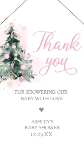 552 Pink A Little Bundle of Joy Tree Baby Shower Favor Tag with Line: 552 Pink A Little Bundle of Joy Tree Baby Shower Favor Tag