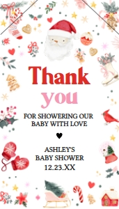 554 Girl Santa Baby Baby Shower Favor Tag with Line: 554 Girl Santa Baby Baby Shower Favor Tag