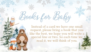 560 Blue Winter Woodland Animals Baby Shower Books for Baby: 560 Blue Winter Woodland Animals Baby Shower Invitation Set