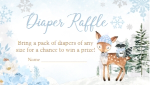 560 Blue Winter Woodland Animals Baby Shower Diaper Raffle: 560 Blue Winter Woodland Animals Baby Shower Invitation Set
