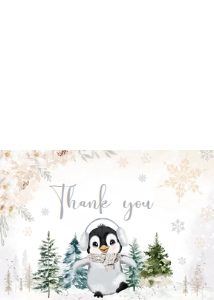 561 White Penguin Baby Shower Thank You Card: 561 White Penguin Baby Shower Invitation Set