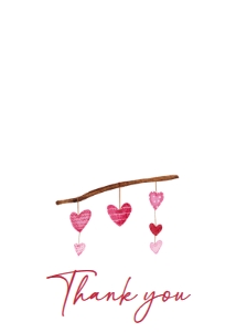 595 Hanging Hearts Valentine Baby Shower Thank You Card: 595 Hanging Hearts Valentine Baby Shower Invitation Set