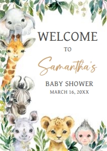 601 Greenery Wild One Safari Baby Shower Welcome Sign A2: 601 Greenery Wild One Safari Baby Shower Welcome Sign