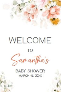 628 Spring Florals Oh Baby Baby Shower Welcome Sign 24x36: 628 Spring Florals Oh Baby Baby Shower Welcome Sign