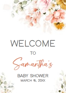 628 Spring Florals Oh Baby Baby Shower Welcome Sign A1: 628 Spring Florals Oh Baby Baby Shower Welcome Sign