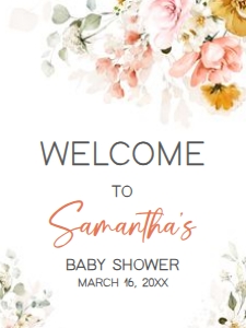 628 Spring Florals Oh Baby Baby Shower Welcome Sign 18x24: 628 Spring Florals Oh Baby Baby Shower Welcome Sign