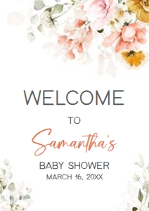 628 Spring Florals Oh Baby Baby Shower Welcome Sign A3: 628 Spring Florals Oh Baby Baby Shower Welcome Sign