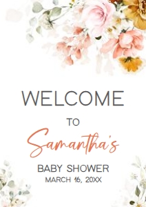 628 Spring Florals Oh Baby Baby Shower Welcome Sign A2: 628 Spring Florals Oh Baby Baby Shower Welcome Sign