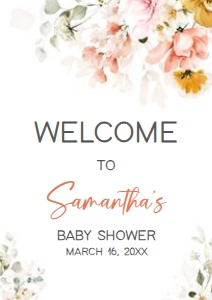628 Spring Florals Oh Baby Baby Shower Welcome Sign A4: 628 Spring Florals Oh Baby Baby Shower Welcome Sign