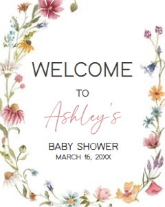 630 Wildflower Baby Shower Welcome Sign 16x20: 630 Wildflower Baby Shower Mega Bundle