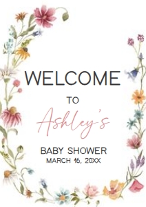 630 Wildflower Baby Shower Welcome Sign A4: 630 Wildflower Baby Shower Mega Bundle