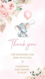 619 Pink Boho Balloon Elephant Baby Shower Favor Tag: 619 Pink Boho Balloon Elephant Baby Shower Favor Tag