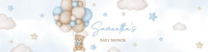 621 Blue Bear Balloon Baby Shower Bottle Label design preview