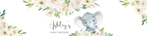 620 White Greenery Floral Elephant Baby Shower Water Bottle Label: 620 White Greenery Floral Elephant Baby Shower Water Bottle Label