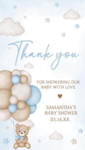 621 Blue Bear Balloon Baby Shower Favor Tag design preview