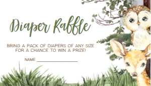 645 Woodland Animals Baby Shower Diaper Raffle: 645 Woodland Animals Baby Shower Invitation Set