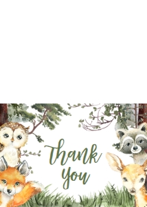 645 Woodland Animals Baby Shower Thank you Card: 645 Woodland Animals Baby Shower Invitation Set