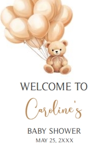 665 Brown Balloons Bear Baby Shower Welcome Sign A2: 665 Brown Balloons Bear Baby Shower Welcome Sign