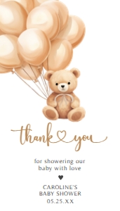 665 Brown Balloons Bear Baby Shower Favor Tag design preview
