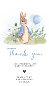 664 Blue Peter Rabbit Baby Shower Favor Tag design preview