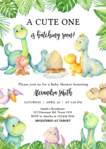 667 Cute Dinosaur Baby Shower Invitation: 667 Cute Dinosaur Baby Shower Invitation Set