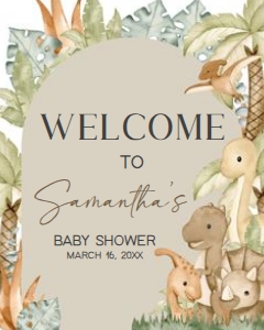 666 Neutral Hello Baby Dinosaur Baby Shower Welcome Sign 16x20: 666 Neutral Hello Baby Dinosaur Baby Shower Welcome Sign