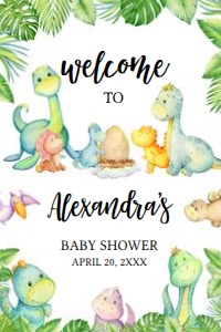 667 Cute Dinosaur Baby Shower Welcome Sign 20x30: 667 Cute Dinosaur Baby Shower Welcome Sign