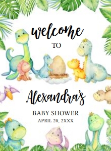 667 Cute Dinosaur Baby Shower Welcome Sign 11x15: 667 Cute Dinosaur Baby Shower Welcome Sign