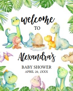 667 Cute Dinosaur Baby Shower Welcome Sign 16x20: 667 Cute Dinosaur Baby Shower Welcome Sign
