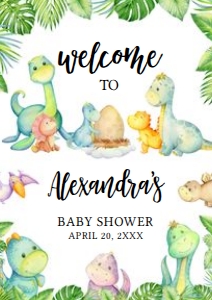 667 Cute Dinosaur Baby Shower Welcome Sign A4: 667 Cute Dinosaur Baby Shower Welcome Sign