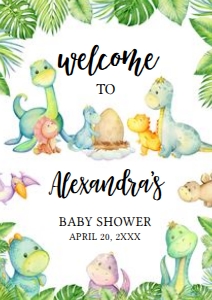 667 Cute Dinosaur Baby Shower Welcome Sign A3: 667 Cute Dinosaur Baby Shower Welcome Sign