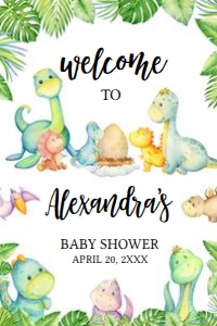667 Cute Dinosaur Baby Shower Welcome Sign 24x36: 667 Cute Dinosaur Baby Shower Welcome Sign