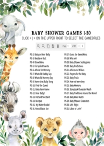601 Greenery Wild One Safari Baby Shower Games Bundle 2: 601 Greenery Wild One Safari Baby Shower Games