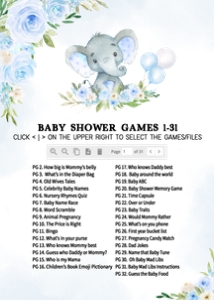 617 Blue Floral Balloon Elephant Baby Shower Games Bundle 1: 617 Blue Floral Balloon Elephant Baby Shower Games