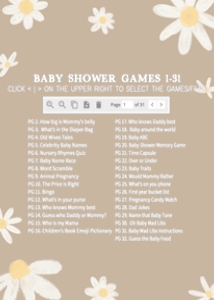 634 Floral Daisy Baby Shower Games Bundle 1: 634 Floral Daisy Baby Shower Games