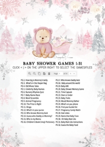 521 Pink Winter Bear Baby Shower Games Bundle 1: 521 Pink Winter Bear Baby Shower Mega Bundle