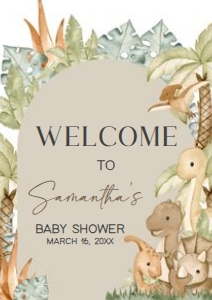 666 Neutral Hello Baby Dinosaur Baby Shower Welcome Sign A3: 666 Neutral Hello Baby Dinosaur Baby Shower Welcome Sign
