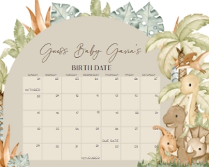 666 Neutral Hello Baby Dinosaur Baby Shower Calendar 10x8: 666 Neutral Hello Baby Dinosaur Baby Shower Mega Bundle